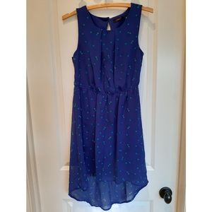 Blue High Low Dress w/ Green and Teal Spots